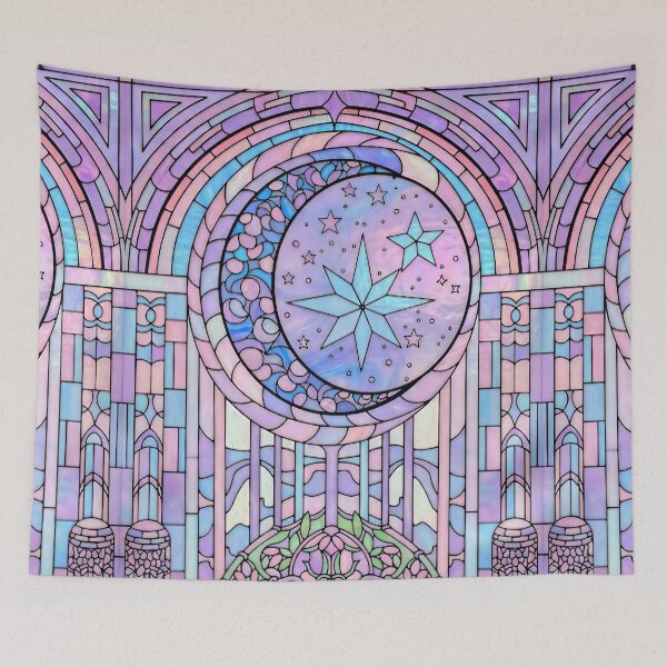 Item preview, Stained Glass with Moon and Stars designed and sold by LaRoach Digital Arts.