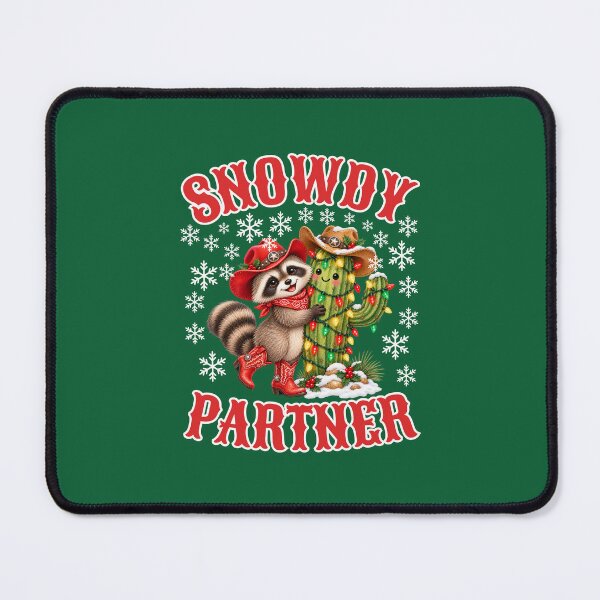 Item preview, Snowdy Partner – Funny Cowboy Raccoon Christmas designed and sold by BigfeetLittlepaws.
