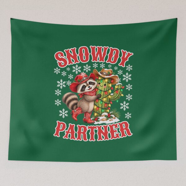 Item preview, Snowdy Partner – Funny Cowboy Raccoon Christmas designed and sold by BigfeetLittlepaws.