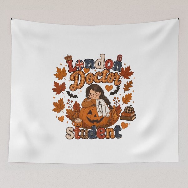 Item preview, London Doctor Student Autumn Halloween Pumpkin Fall designed and sold by TheChalkyFox.