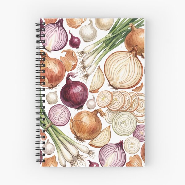 Item preview, Onion Harvest Watercolor Pattern | Red, White & Green Onions Botanical Art designed and sold by HelgaCraftery.