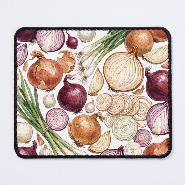 Item preview, Onion Harvest Watercolor Pattern | Red, White & Green Onions Botanical Art designed and sold by HelgaCraftery.