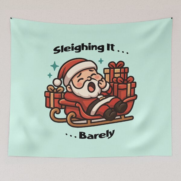 Item preview, Sleighing It Barely Funny Santa Christmas Pun designed and sold by Sachie's Studio.