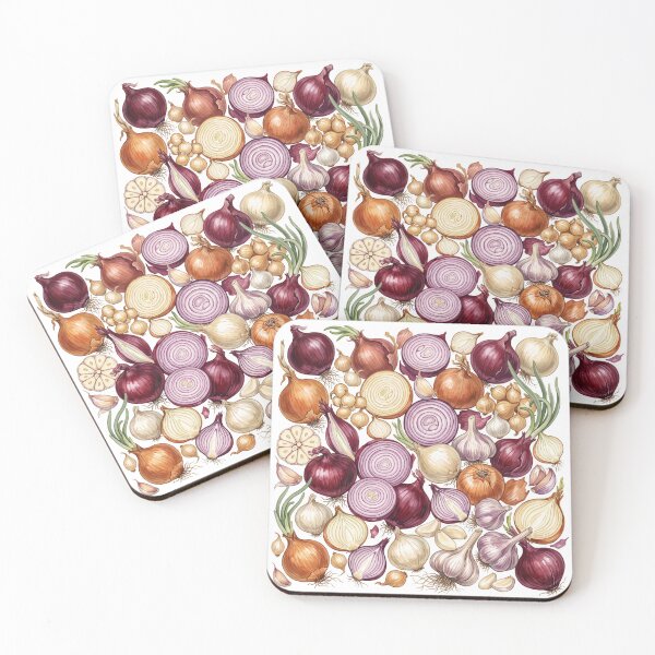 Item preview, Onion Watercolor Pattern | Red, White & Green Onions Botanical Art designed and sold by HelgaCraftery.