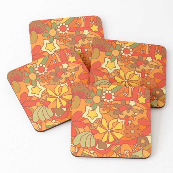Item preview, 70's Psychedelic Garden in Orange designed and sold by YesterdayColl.