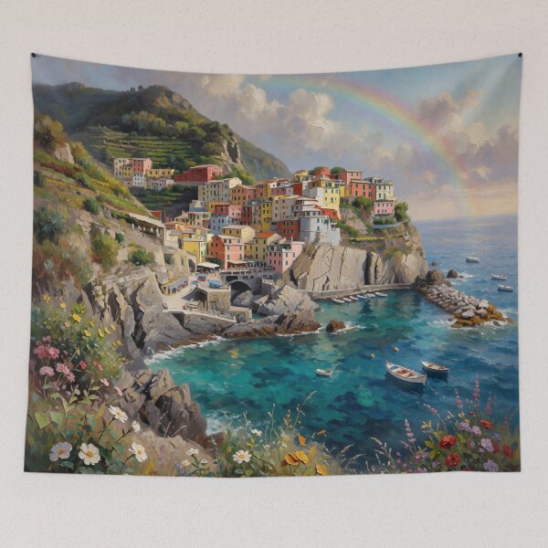Item preview, Colorful Coastal Village designed and sold by ZYVARENNE.