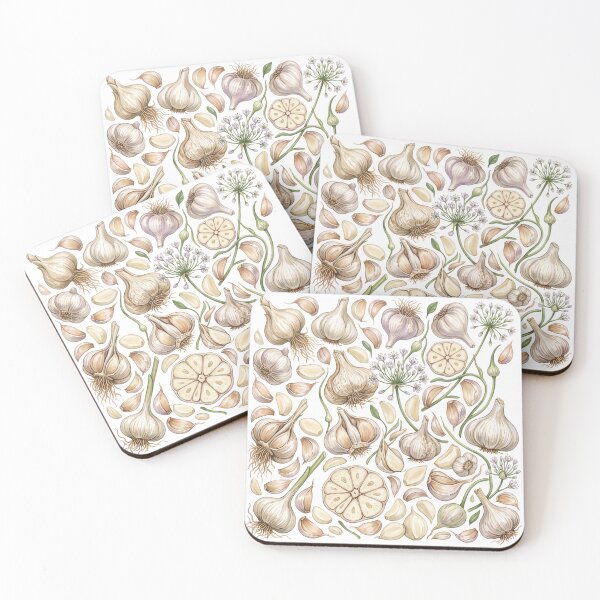 Item preview, Garlic Watercolor Pattern | Botanical Garlic Bulbs, Cloves & Blossoms designed and sold by HelgaCraftery.