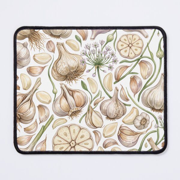 Item preview, Garlic Watercolor Pattern | Botanical Garlic Bulbs, Cloves & Blossoms designed and sold by HelgaCraftery.