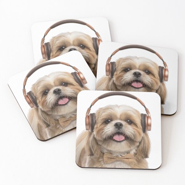 Item preview, Shih Tzu Dog with Bronze Headphones designed and sold by Sulco Design.