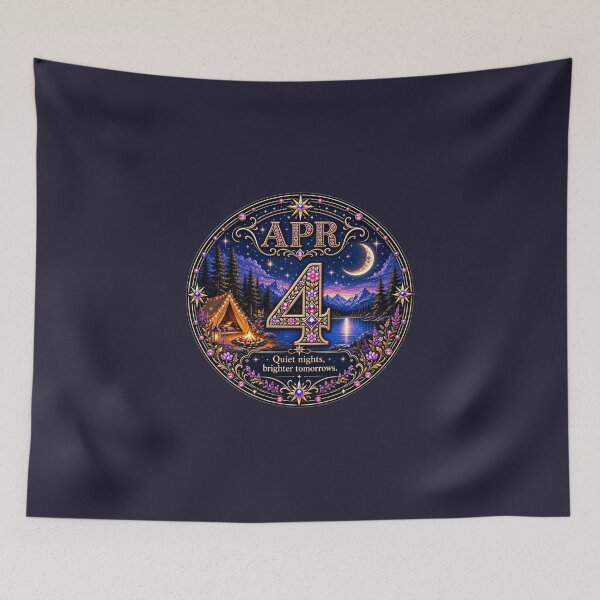 Item preview, April 4 Moonlight Camping Birthday Design designed and sold by LunaMoments.