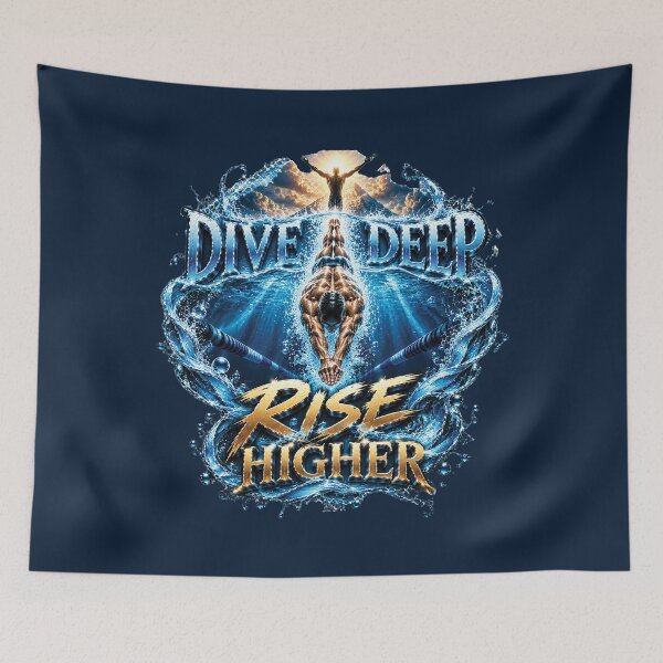 Item preview, Dive Deep Rise Higher | Inspirational Swimming Gift For Athletes And Swimmers designed and sold by M. Mamdouh Artworks.