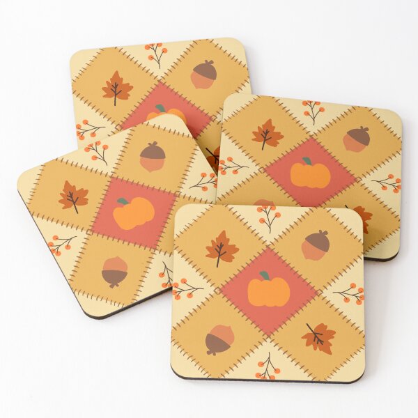 Item preview, Cozy Autumn Patchwork Pumpkin Leaf Pattern designed and sold by MilkatTaklim153.