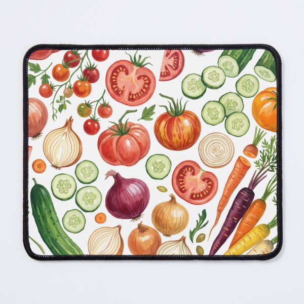 Item preview, Farm Fresh Harvest Watercolor Pattern | Tomatoes, Cucumbers, Onions & Rainbow Carrots designed and sold by HelgaCraftery.