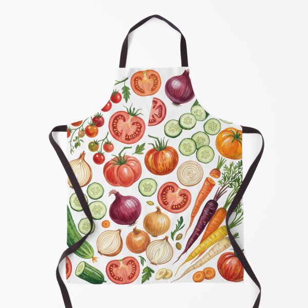 Item preview, Farm Fresh Harvest Watercolor Pattern | Tomatoes, Cucumbers, Onions & Rainbow Carrots designed and sold by HelgaCraftery.