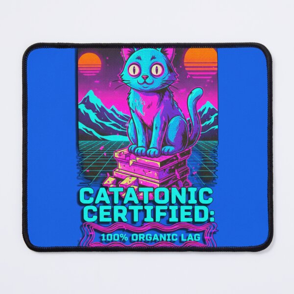 Item preview, Vaporwave Catatonic Certified Cat - Neon Synthwave Feline  designed and sold by A E S T H E T A T A G.