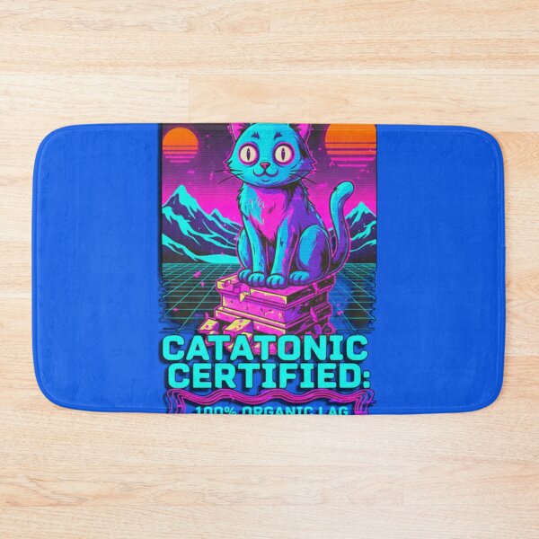 Item preview, Vaporwave Catatonic Certified Cat - Neon Synthwave Feline  designed and sold by A E S T H E T A T A G.