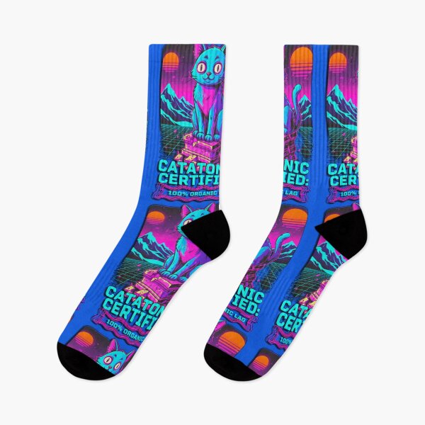 Item preview, Vaporwave Catatonic Certified Cat - Neon Synthwave Feline  designed and sold by A E S T H E T A T A G.