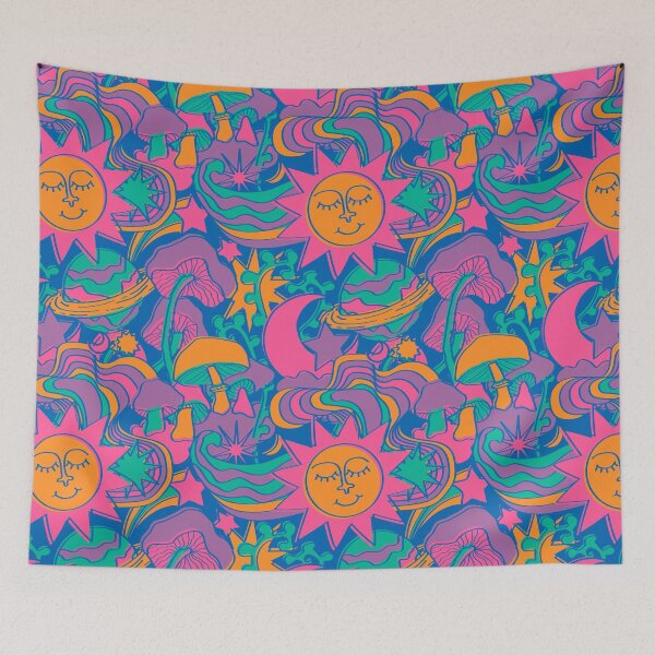 Item preview, Psychedelic Daydream in Neon + Blue designed and sold by YesterdayColl.