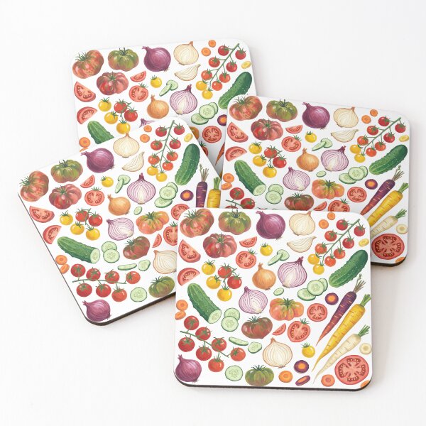 Item preview, Fresh Harvest Watercolor Pattern | Tomatoes, Cucumbers, Onions & Rainbow Carrots designed and sold by HelgaCraftery.