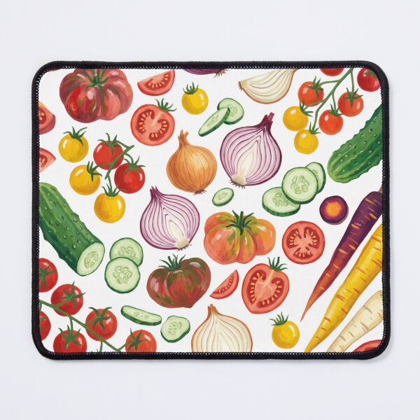 Item preview, Fresh Harvest Watercolor Pattern | Tomatoes, Cucumbers, Onions & Rainbow Carrots designed and sold by HelgaCraftery.