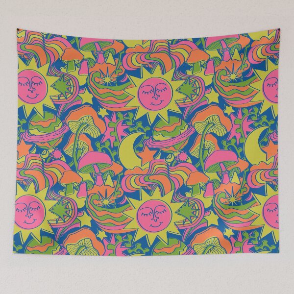 Item preview, Psychedelic Daydream in Neon + Blue designed and sold by YesterdayColl.