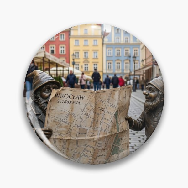 Item preview, Lost Tourist Gnome Buddies Art Print – Funny Poland Travel Wall Decor designed and sold by Purrfecta.