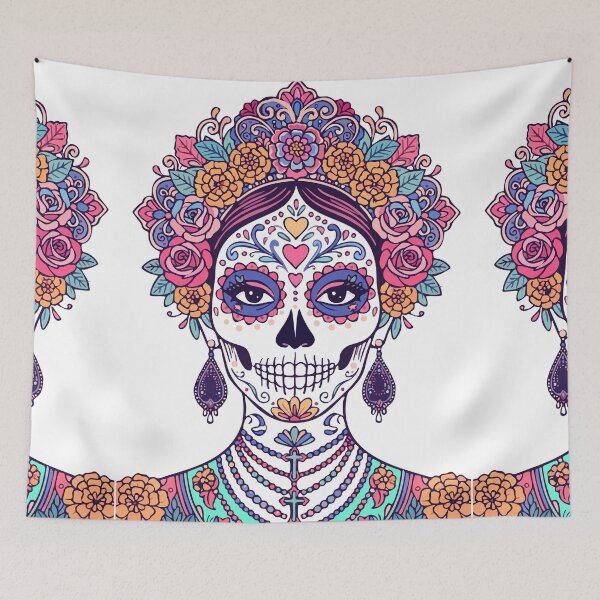 Item preview, Sugar Skull — Day of the Dead Ornamental Art | Purple Gold Flat Illustration designed and sold by  Ojo de Lilith.