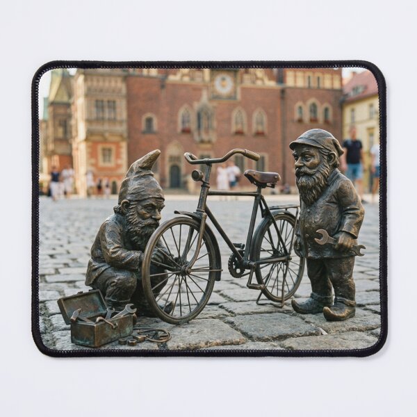 Item preview, Bicycle Repair Gnome Buddies Art Print – Cycling Gift, Poland Travel Decor designed and sold by Purrfecta.