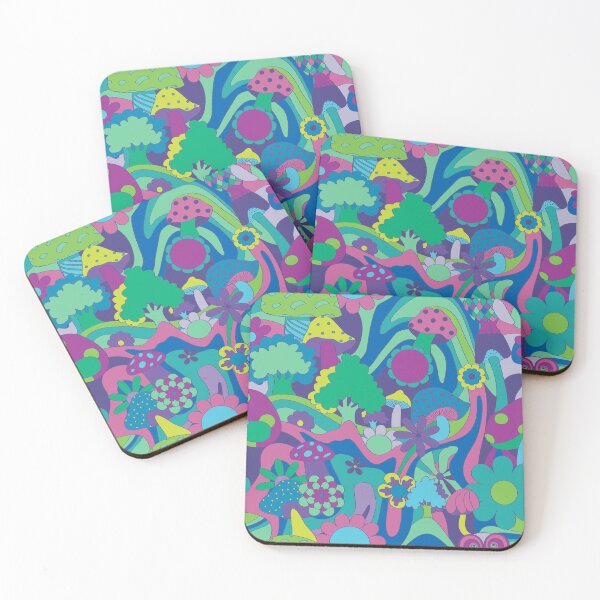 Item preview, 70s Psychedelic Funky Forest in Purple and Blue designed and sold by YesterdayColl.