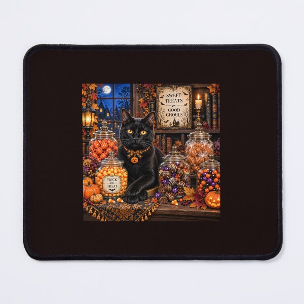Item preview, Sweet Treats for Good Ghouls — Black Cat Halloween Candy Shop designed and sold by Novel Works Studio.