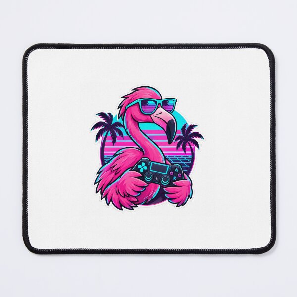 Item preview, Synthwave Gaming Flamingo – 80s Retro Neon Controller Sticker designed and sold by KvbusJR.