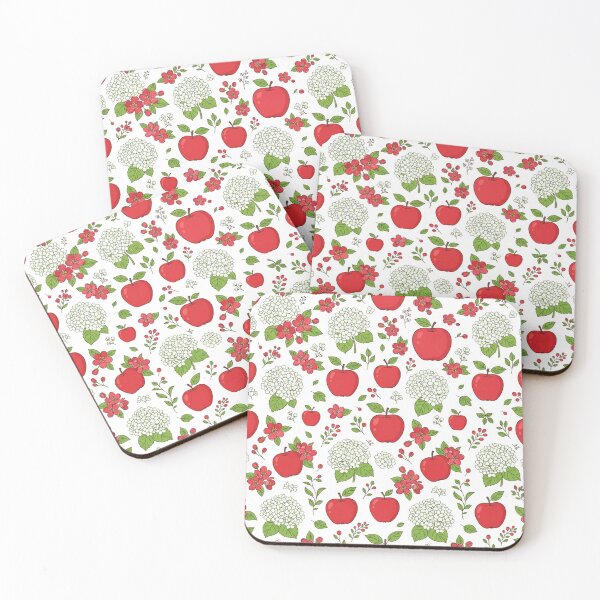 Item preview, Red Apple And White Flower Botanical Pattern designed and sold by Owcomm.