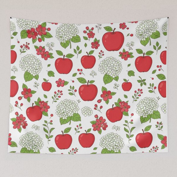 Item preview, Red Apple And White Flower Botanical Pattern designed and sold by Owcomm.