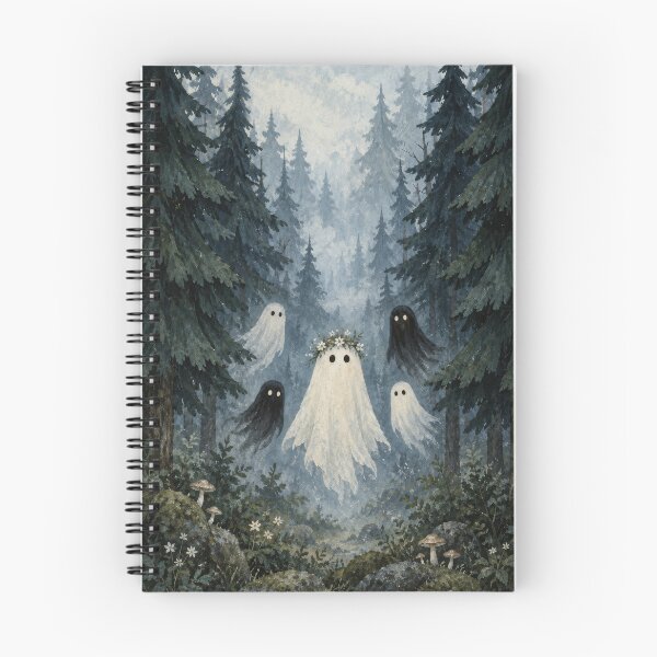 Item preview, Ghost levitating above foggy blue pine forest designed and sold by scicilysimonee.