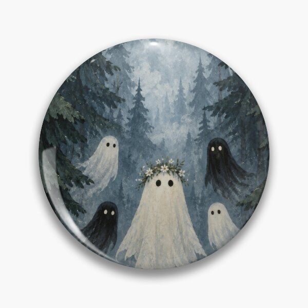 Item preview, Ghost levitating above foggy blue pine forest designed and sold by scicilysimonee.