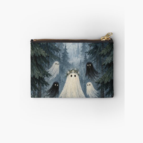 Item preview, Ghost levitating above foggy blue pine forest designed and sold by scicilysimonee.