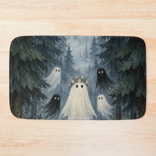 Item preview, Ghost levitating above foggy blue pine forest designed and sold by scicilysimonee.