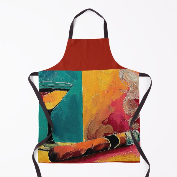 Item preview, Vibrant Cigar and Cocktail Still Life with Curling Smoke, Bold Colors and Lively Evening Atmosphere designed and sold by OlfactoART Studio.