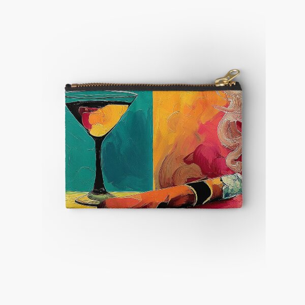 Item preview, Vibrant Cigar and Cocktail Still Life with Curling Smoke, Bold Colors and Lively Evening Atmosphere designed and sold by OlfactoART Studio.
