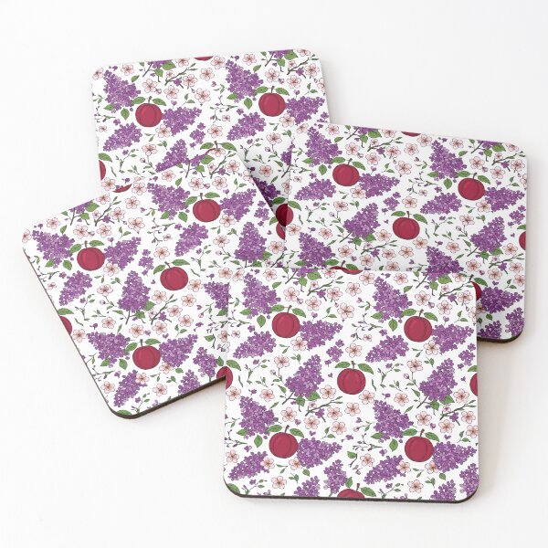Item preview, Purple Lilacs and Red Plums Floral Pattern    designed and sold by Owcomm.