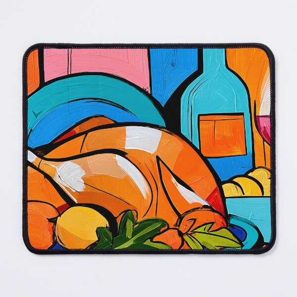 Item preview, Thanksgiving Dinner with Roasted Turkey, Vegetables and Wine in a Colorful Geometric Celebration designed and sold by OlfactoART Studio.