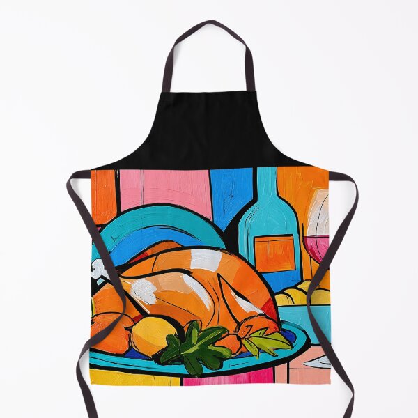 Item preview, Thanksgiving Dinner with Roasted Turkey, Vegetables and Wine in a Colorful Geometric Celebration designed and sold by OlfactoART Studio.
