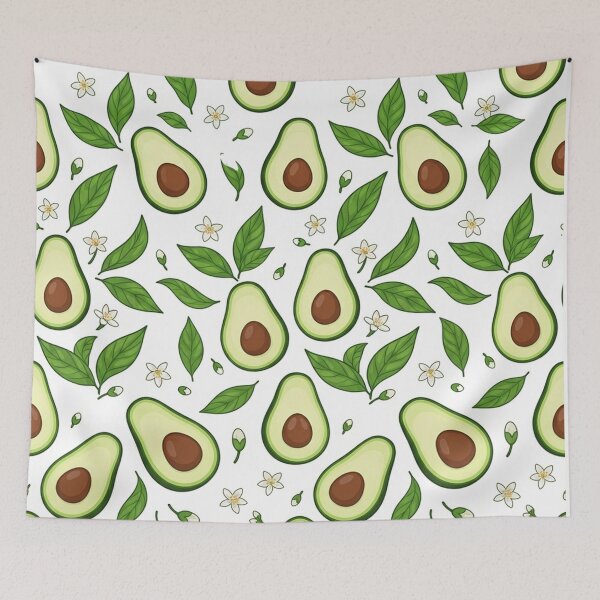 Item preview, Cute Avocado Pattern With Leaves And Flowers    designed and sold by Owcomm.