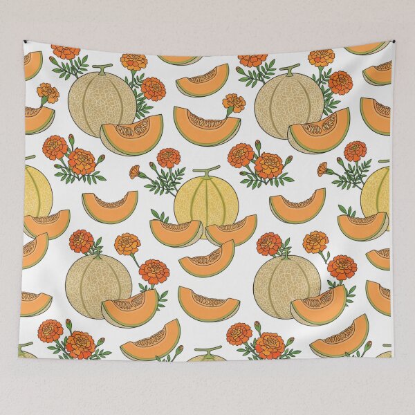 Item preview, Fresh Cantaloupe Melon And Marigold Flowers Pattern    designed and sold by Owcomm.