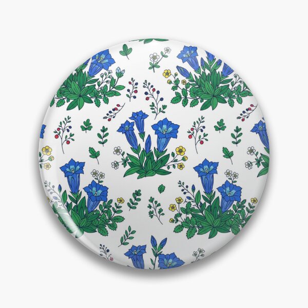 Item preview, Blue Gentian Wildflowers Botanical Floral Pattern    designed and sold by Owcomm.