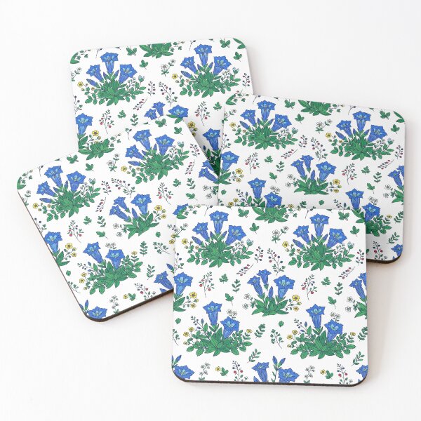 Item preview, Blue Gentian Wildflowers Botanical Floral Pattern    designed and sold by Owcomm.