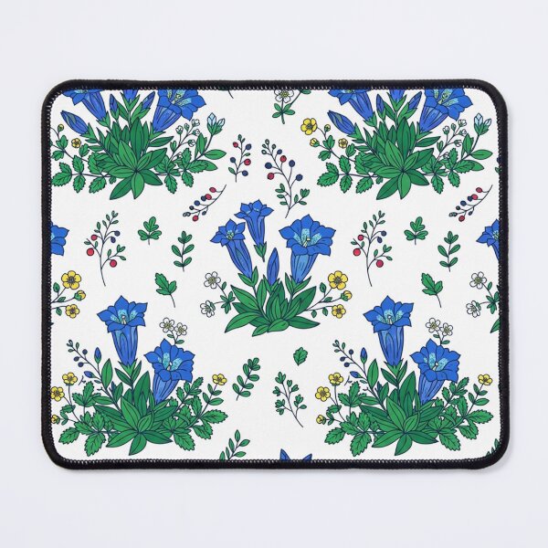 Item preview, Blue Gentian Wildflowers Botanical Floral Pattern designed and sold by Owcomm.