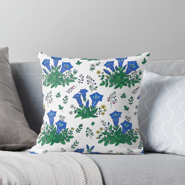Item preview, Blue Gentian Wildflowers Botanical Floral Pattern    designed and sold by Owcomm.