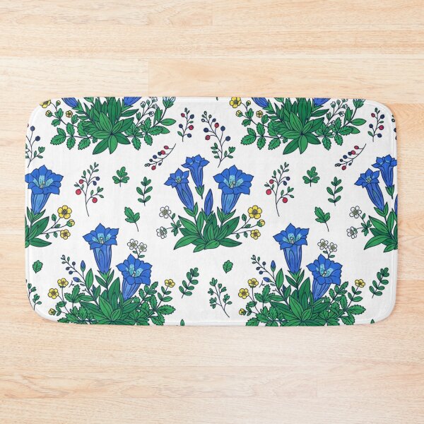 Item preview, Blue Gentian Wildflowers Botanical Floral Pattern    designed and sold by Owcomm.