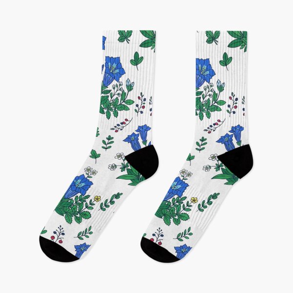 Item preview, Blue Gentian Wildflowers Botanical Floral Pattern    designed and sold by Owcomm.